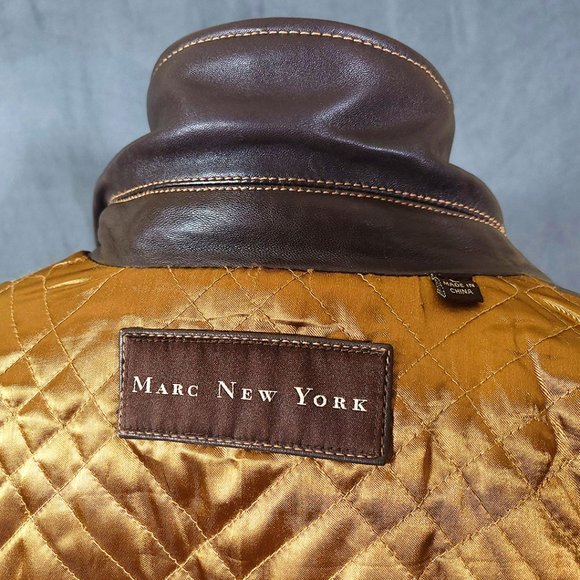 Marc New York Brown Leather Jacket with Quilted Lining - Picture 7 of 15